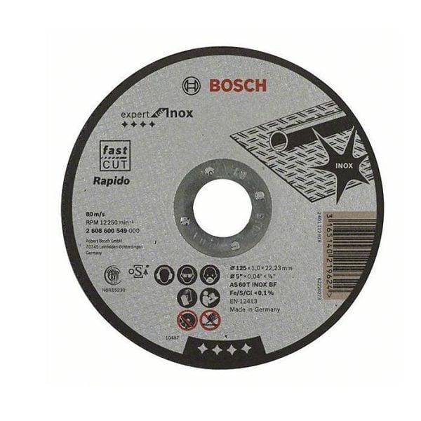 DISQUE TRONCONNER PLAT INOX 125X1MM EXP BOSCH ACC