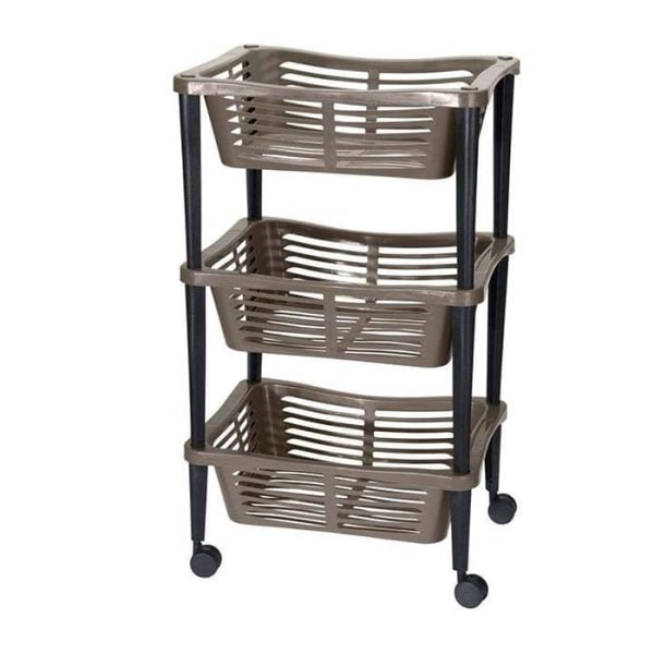 Chariot avec 3 paniers 40x30x60cm 2ass