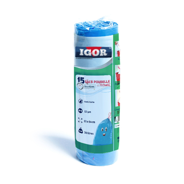 Sacs Poubelle Parfumés Bleu 15 Unités 30 L Igor