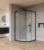 Cabine De Douche Ovale Profil Noir 5Mm 90X90X190Cm