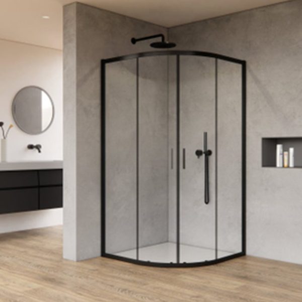 Cabine De Douche Ovale Profil Noir 5Mm 90X90X190Cm