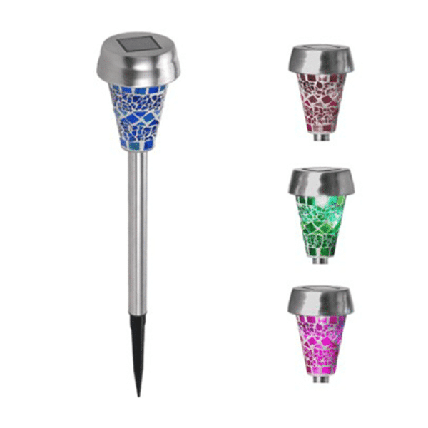 Balise Solaire Mosaïque De Verre H38 Cm Led