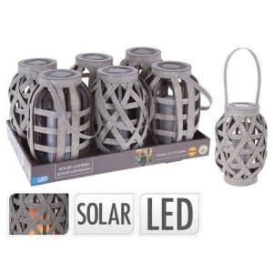 Lanterne Solaire Rotin Gris Led