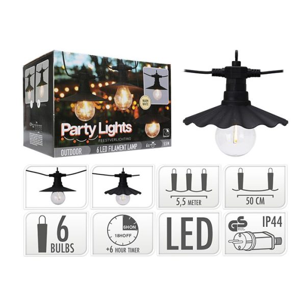 Guirlande Lumineuse De Fête Et Jardin Led - 6 Ampoules