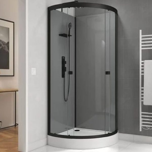 Cabine de douche ovale profil noir 5 mm 80 x 80 x 190 cm