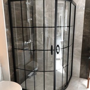 Cabine de douche oval à carreau 5mm 80 x 80 x 190 cm noir
