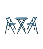 Set Bistro Table Carrée Avec 2 Chaises En Bois Acacia Bleu – Image 2