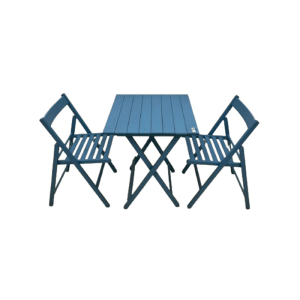 Set Bistro Table Carrée Avec 2 Chaises En Bois Acacia Bleu