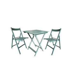 Set Bistro Table Carrée Avec 2 Chaises En Bois Acacia Vert Clair