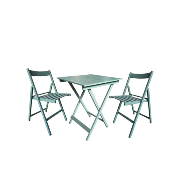 Set Bistro Table Carrée Avec 2 Chaises En Bois Acacia Vert Clair