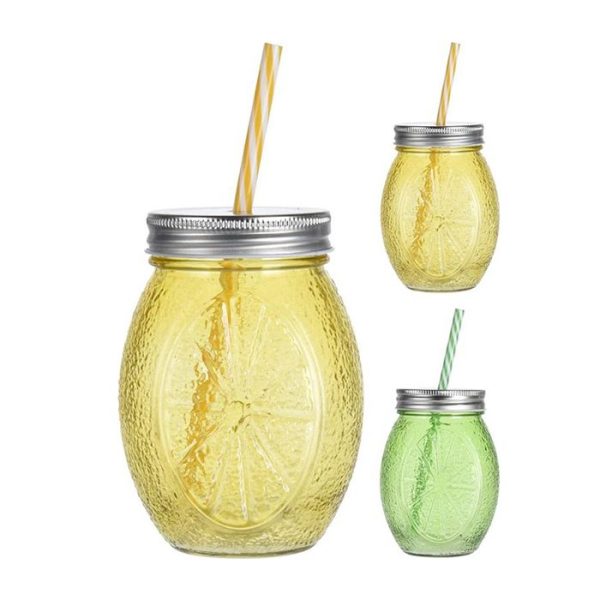 Verre À Boire Avec Paille 450Ml 2 assortiments au choix