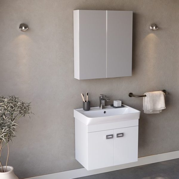 Meuble Salle De Bain Neon 60 Cm Blanc