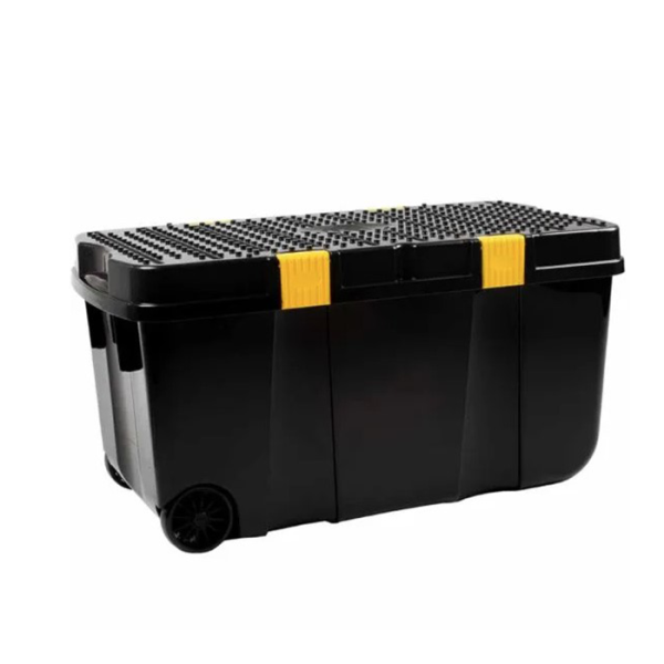 Malle De Rangement Sur Rouletes En Plastique 100L Noir