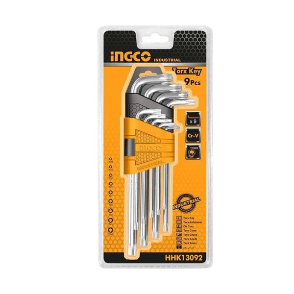 Clés hexagonale extra long set de 9 pièces t10-t50 - ingco