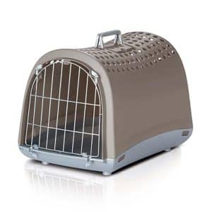 Cage de transport pour chat 52.5x32x34.5 cm taupe