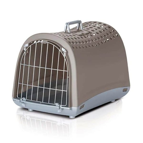 Cage de transport pour chat 52.5x32x34.5 cm taupe