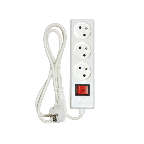 Multiprise 3X2P+T 1.5M Blanc