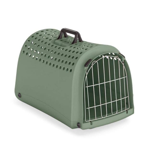 Cage de transport pour chat 52,5x32x34,5 cm vert sauge