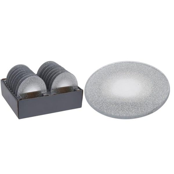 Base pour bougie en verre avec paillettes argentées