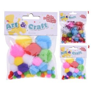 Pompons Colorés Pour Le Bricolage - Lot De 44 Pièces