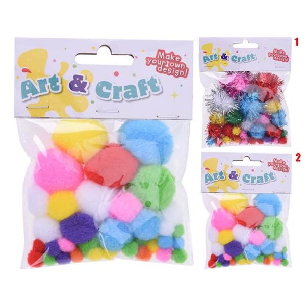 Pompons Colorés Pour Le Bricolage - Lot De 44 Pièces