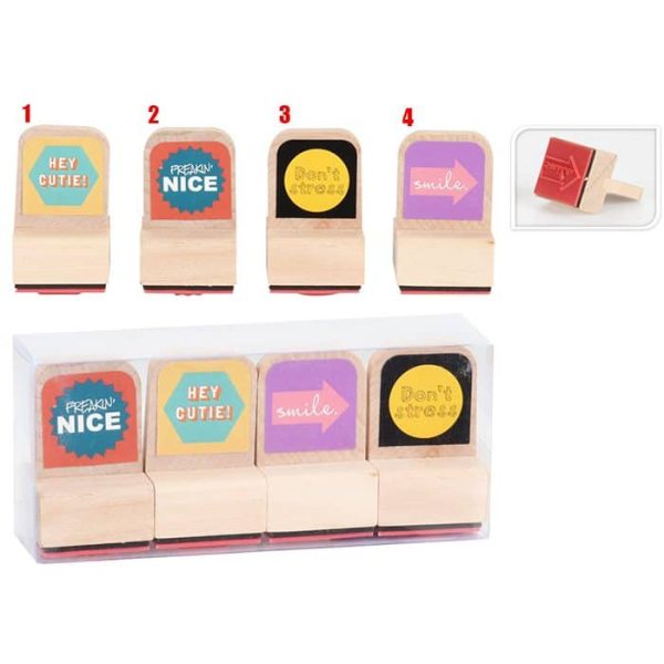 Timbres Avec Écritures - Lot De 4 Pièces