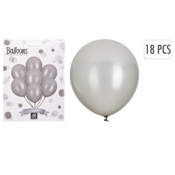 Ballons pour anniversaire - lot de 18 pièces gris
