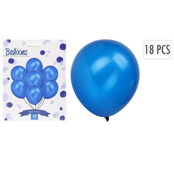 Ballons pour anniversaire - lot de 18 pièces bleu