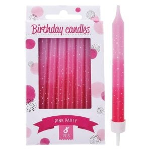 Bougies d'anniversaire - lot de 8 pièces rose
