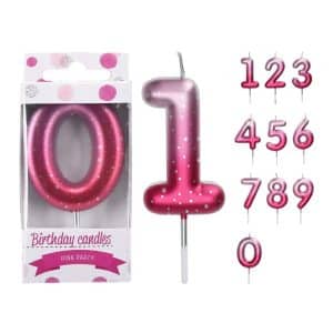 Bougie d'anniversaire du "0 à 9" rose