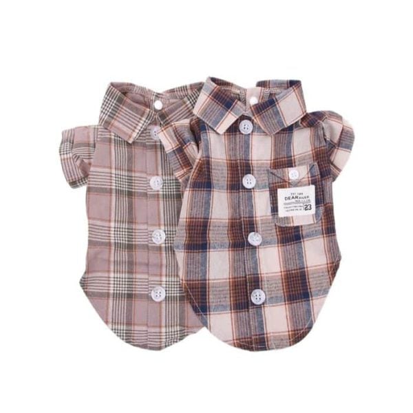 Chemise à carreaux en coton bleu marron l