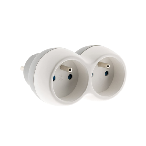 Biplite 2P + 2P+T 16 A frontal blanc/gris