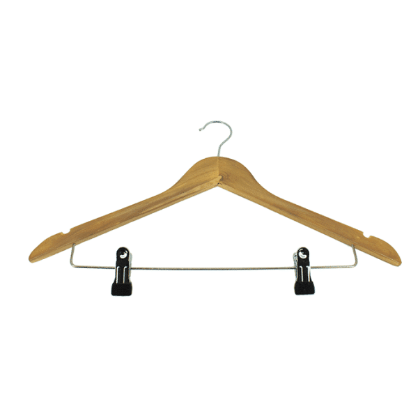 Cintre En Bois Avec Crochet Et Pince