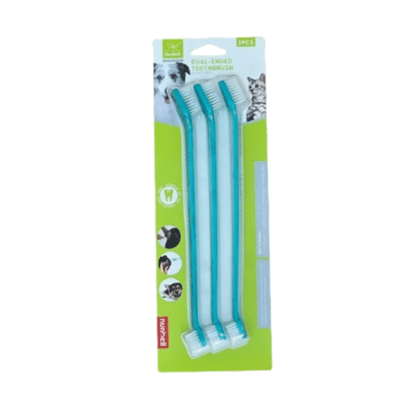 Brosse à dents double embout pour chats et chiens - 3 pièces