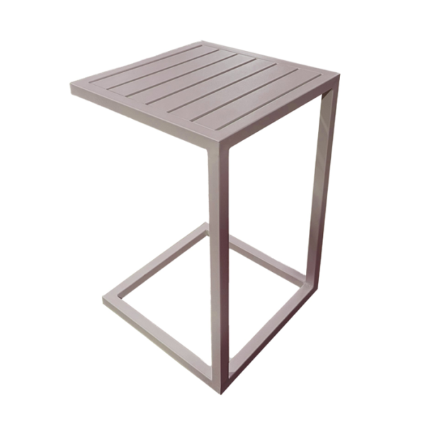 Table d’appoint d’extérieur en aluminium en forme de c taupe