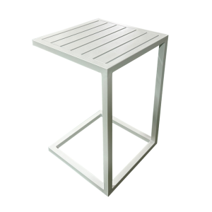 Table D'Appoint D'Extérieur En Aluminium En Forme De C Blanc
