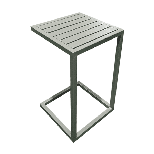 Table d’appoint d’extérieur en aluminium en forme de c taupe