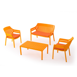 Salon De Jardin Hilton Avec Coussins Orange