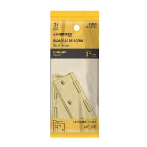 Set De 2 Charnières Carrées En Acier Laitonné 75 Mm