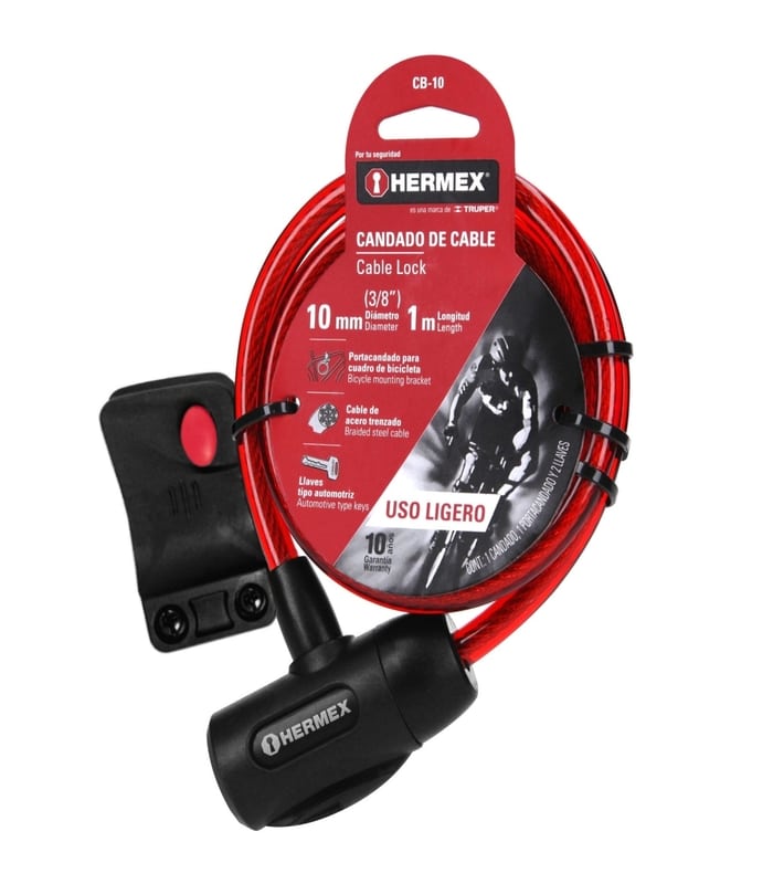 Câble Antivol Attache Rapide Trelock BC 480 – 85 Cm, Noir/rouge, Pour Vélo Et Deux-roues