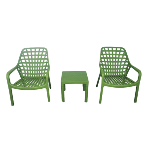 Set 2 Chaises Avec Table 45X45X40 Cm En Polypropylène Vert