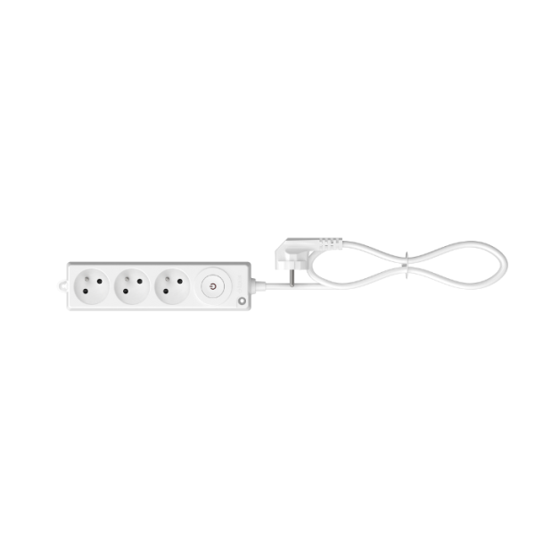Multiprise poussoir 3X2P+T 1.5 M blanc