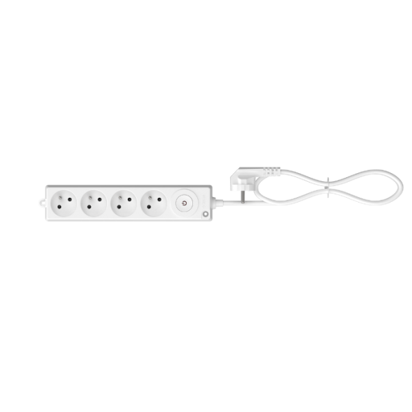 Multiprise poussoir 4X2P+T 1.5 M blanc