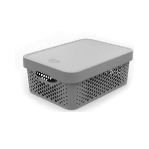 Panier De Rangement Avec Couvercle Perforé 11 L Gris Fonce