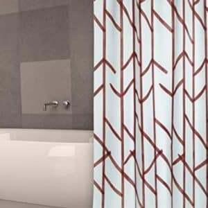 Rideau De Douche En Polyester 180X200 Blanc Et Marron
