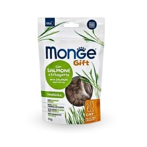 Monge gift herbe à chats et  hairball saumon pour chats 60 g