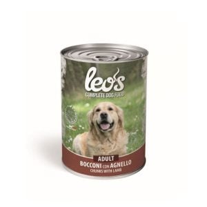 Paté leo's bouchées d'agneau pour chien adulte 415 g.