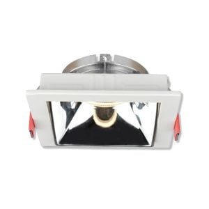 Spot carré en aluminium encastrable 84x84x30mm GU10 blanc/chrome