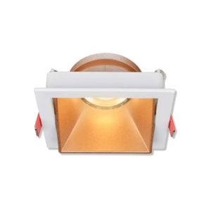 Spot carré en Aluminium encastrable 84x84x30mm GU10 blanc/gold