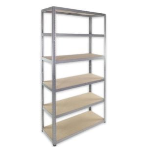 Étagère de rangement en métal galvanisé 6 niveaux MDF 175 kg par tablette 196x100x40cm